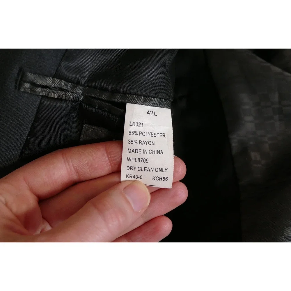 Kenneth Cole Reaction Mens Single Breasted Blazer Size 42L Gray Corporate Career